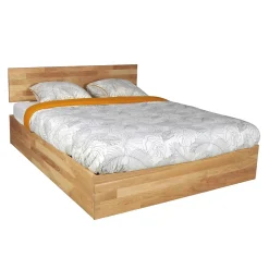Weber Industries Lit coffre 160x200cm MILO avec tête de lit + sommier/ Chêne massif huilé* Lit Coffre