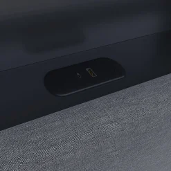 Generique Lit coffre 140x200cm rembourré en tissu lin - avec LED et Ports de charge - avec sommier à lattes - Gris* Lit Coffre