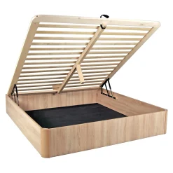 Weber Industries Lit coffre 180x200cm VERSO + 1 sommier / Décor Chêne Blanchi* Lit Coffre