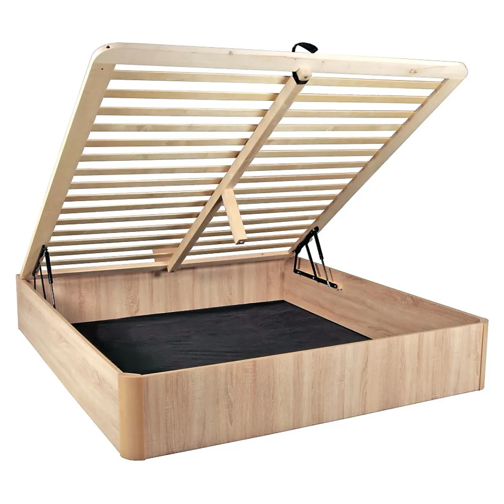 Weber Industries Lit coffre 180x200cm VERSO + 1 sommier / Décor Chêne Blanchi* Lit Coffre