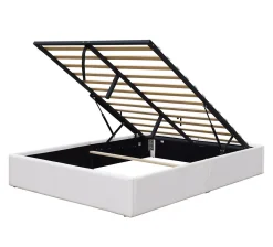 Lit coffreur blanc 140x200 cm - 14 lattes - montage rapide et facile - design moderne - espace de rangement optimal><noscript><img width=