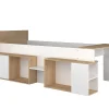 Vente-unique Lit combiné 90 x 200 cm avec bureau et rangements - Blanc et naturel + Sommier + Matelas - PALOMA*Enfant Lit Enfant