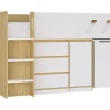Lit combiné 90 x 190 cm avec bureau et rangements - Coloris : Naturel et blanc - SAGITI>Vente-unique