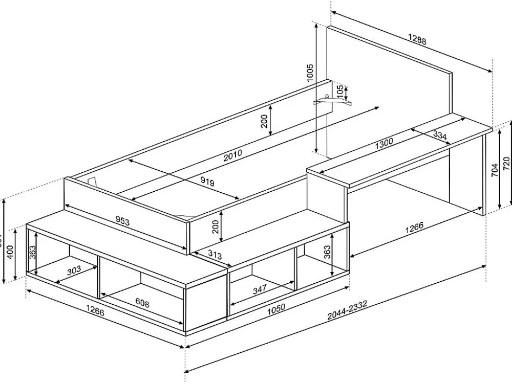 Lit combiné 90 x 200 cm avec rangements et bureau - Coloris : Naturel et rose + Sommier + Matelas - RIGALI>Vente-unique Outlet