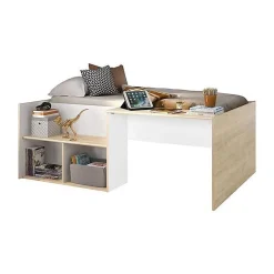 Diagone Lit combiné enfant OSCAR - 90 x 190 cm - Chene clair / Blanc -* Lit Simple