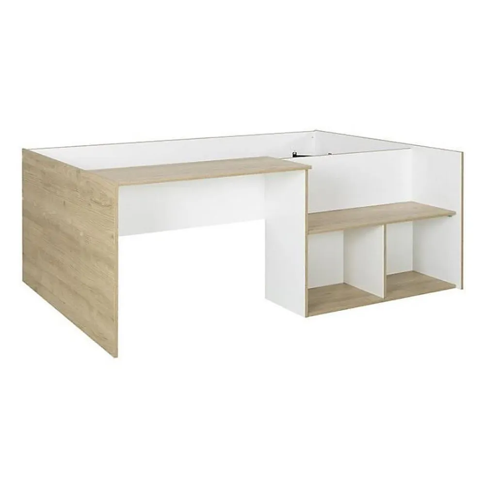 Diagone Lit combiné enfant OSCAR - 90 x 190 cm - Chene clair / Blanc -* Lit Simple