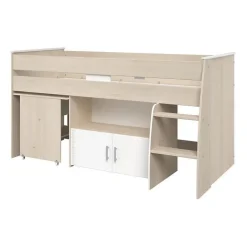 Parisot Lit combiné enfant ZOLA 90x200 cm - 2 portes - Avec bureau - Décor acacia clair et blanc - L 206,3 x H 110 x P 114/183 cm - PA*Enfant Lit Enfant