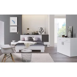 Meublorama Lit COMO 2 places 160x200 cm avec sommier Coloris blanc* Lit Double