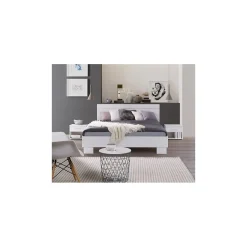 Meublorama Lit COMO 2 places 160x200 cm avec sommier Coloris blanc* Lit Double