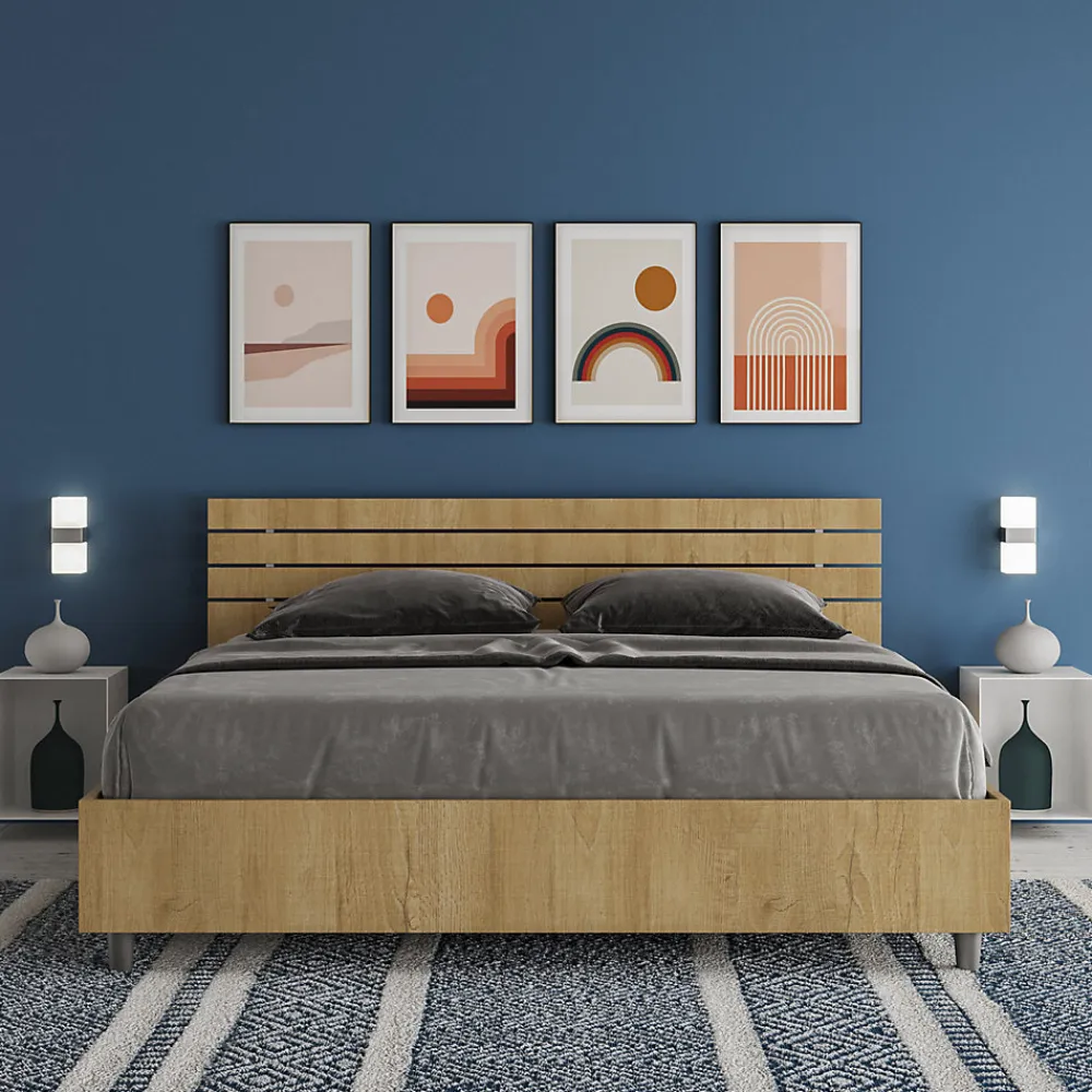 Lit conteneur Ankel 160x200 avec tête de lit droite et lattes en chêne>Ityhome Best