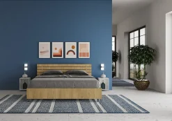 Lit conteneur Ankel 160x200 avec tête de lit droite et lattes en chêne><noscript><img width=