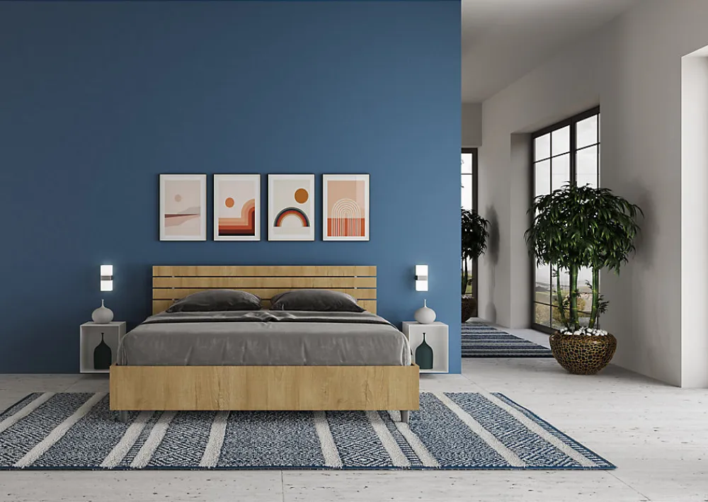 Lit conteneur Ankel 160x200 avec tête de lit droite et lattes en chêne>Ityhome Best