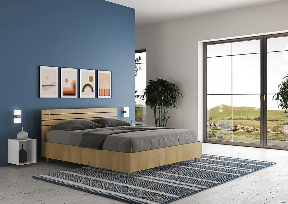 Lit conteneur Ankel 160x200 avec tête de lit droite et lattes en chêne>Ityhome Best