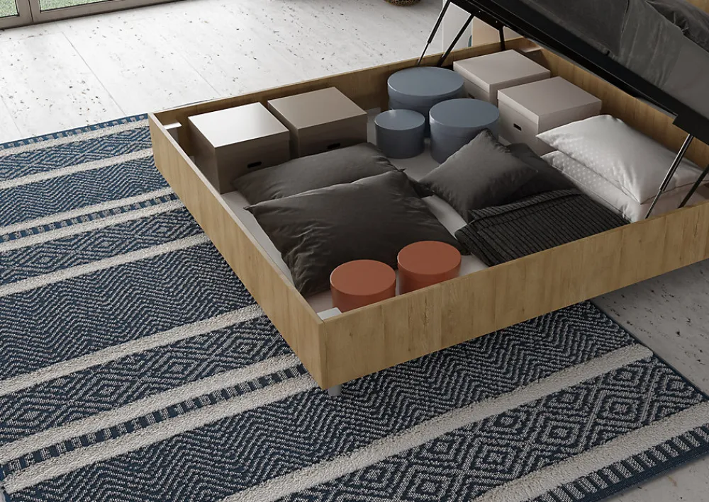 Lit conteneur Ankel 160x200 avec tête de lit droite et lattes en chêne>Ityhome Best