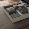 Ityhome Lit conteneur Sommier capitonné 200x200 simili cuir cappuccino Azelia* Lit Coffre