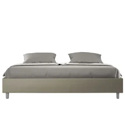 Ityhome Lit conteneur Sommier capitonné 200x200 simili cuir cappuccino Azelia* Lit Coffre