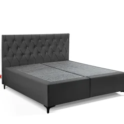 Konsimo Lit continental ARDEA 160x200 cm, tête de lit matelassée en velours, anthracite* Lit Double