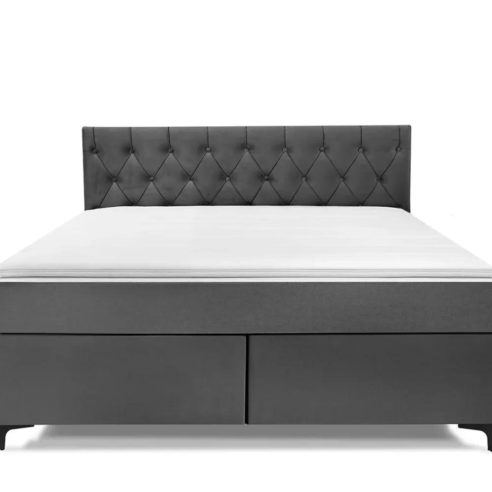 Konsimo Lit continental ARDEA 160x200 cm, tête de lit matelassée en velours, anthracite* Lit Double