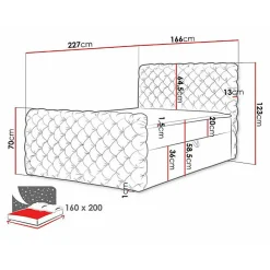 Mobilier1 Lit continental Baltimore 186, Double, Gris, Tissu, Disponible* Ensemble Sommier Et Matelas