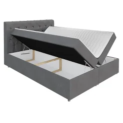 Mobilier1 Lit continental Baltimore 112, Double, Gris, Tissu, Disponible* Ensemble Sommier Et Matelas