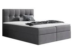 Lit continental Baltimore 128, Unique, Gris, Tissu, Disponible>Mobilier1 Outlet