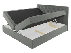 Mobilier1 Lit continental Baltimore 159, Double, Bleu, Tissu, Disponible* Ensemble Sommier Et Matelas