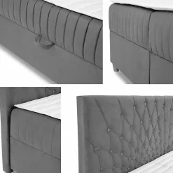 Lit continental Baltimore 175, Double, Brun clair, Tissu, Disponible><noscript><img width=