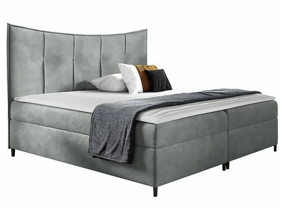 Lit continental Baltimore 178, Double, Gris, Tissu, Disponible>Mobilier1 Sale