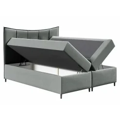 Lit continental Baltimore 178, Double, Gris, Tissu, Disponible><noscript><img width=