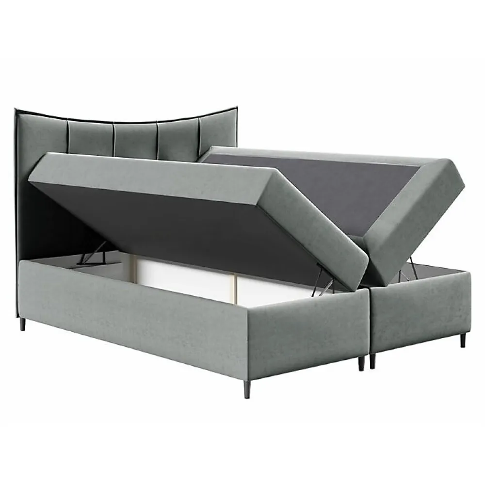 Lit continental Baltimore 178, Double, Gris, Tissu, Disponible>Mobilier1 Sale