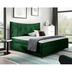 Mobilier1 Lit continental Baltimore 178, Unique, Vert, Tissu, Disponible* Ensemble Sommier Et Matelas