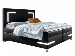 Mobilier1 Lit continental Baltimore 173, Unique, Noir, Faux cuir, Disponible* Ensemble Sommier Et Matelas