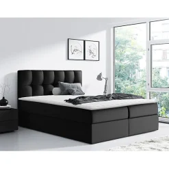 Mobilier1 Lit continental Baltimore 128, Unique, Gris, Faux cuir, Disponible* Ensemble Sommier Et Matelas