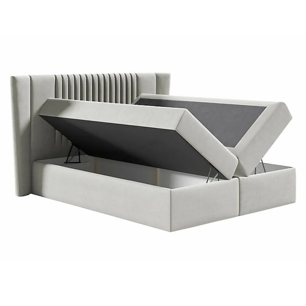 Mobilier1 Lit continental Baltimore 184, Unique, Vert, Tissu, Disponible* Ensemble Sommier Et Matelas
