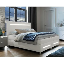 Lit continental Baltimore 174, Double, Blanc, Faux cuir, Disponible>Mobilier1 Hot