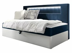 Mobilier1 Lit continental Baltimore 168, Unique, Bleu, Faux cuir, Disponible* Ensemble Sommier Et Matelas