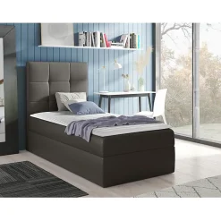 Lit continental Baltimore 180, Unique, Gris, Faux cuir, Disponible>Mobilier1 Best
