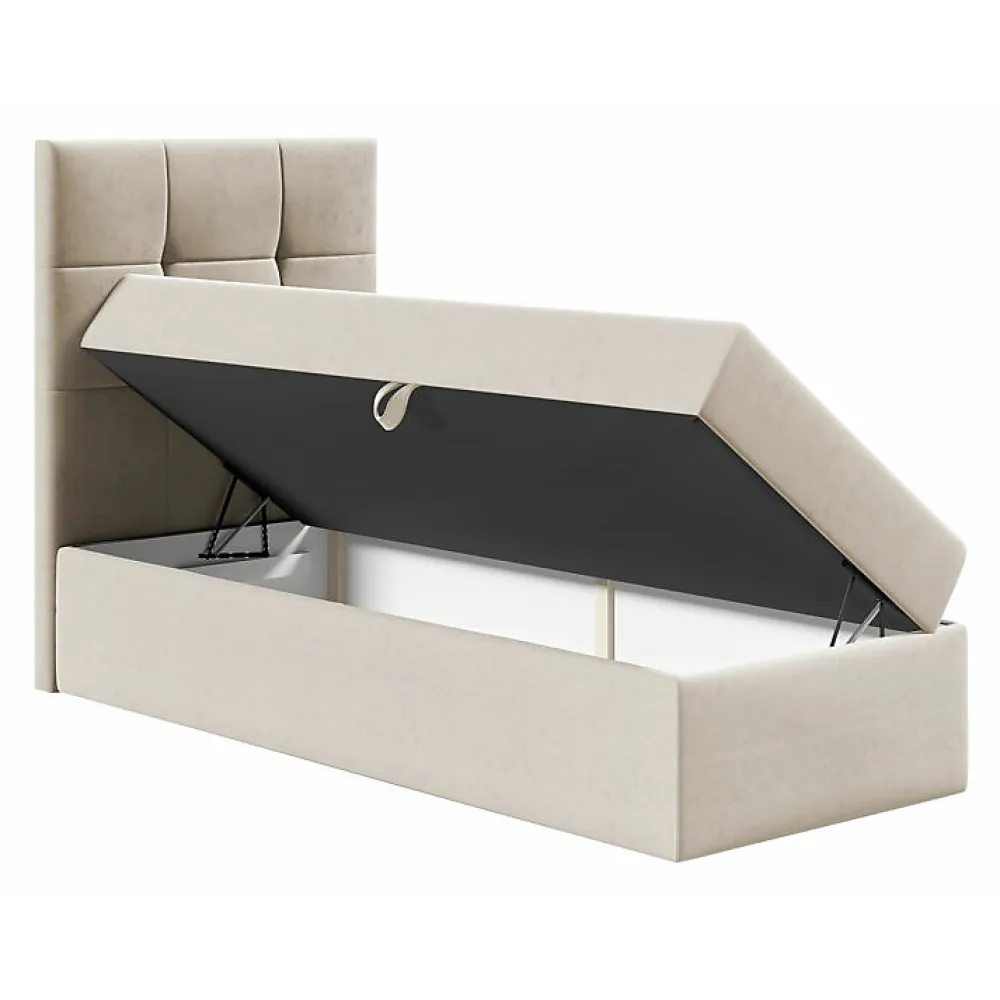 Lit continental Baltimore 180, Unique, Gris, Faux cuir, Disponible>Mobilier1 Best