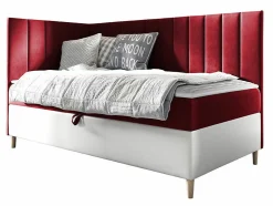 Lit continental Baltimore 164, Unique, Rouge, Faux cuir, Disponible>Mobilier1