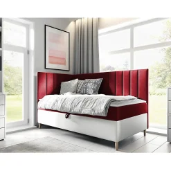 Lit continental Baltimore 164, Unique, Rouge, Faux cuir, Disponible>Mobilier1
