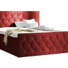 Mobilier1 Lit continental Baltimore 161, Unique, Rouge, Tissu, Disponible* Ensemble Sommier Et Matelas