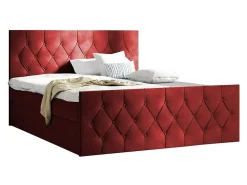 Mobilier1 Lit continental Baltimore 161, Unique, Rouge, Tissu, Disponible* Ensemble Sommier Et Matelas