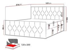 Mobilier1 Lit continental Baltimore 161, Unique, Rouge, Tissu, Disponible* Ensemble Sommier Et Matelas