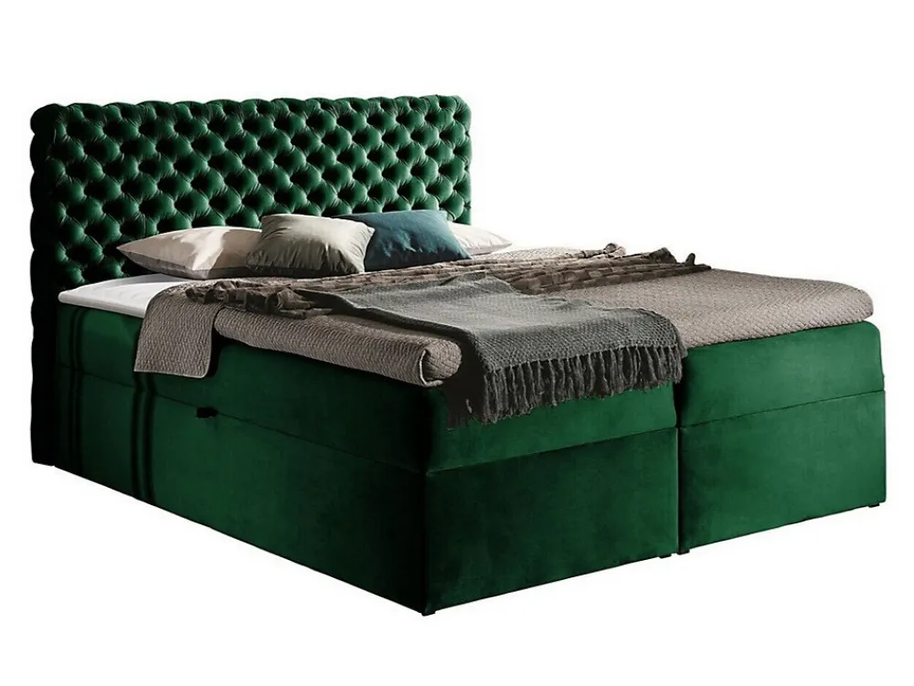 Lit continental Baltimore 148, Unique, Vert, Tissu, Disponible>Mobilier1 Sale