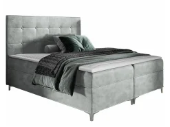Lit continental Baltimore 185, Unique, Gris, Tissu, Disponible>Mobilier1 Hot