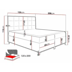 Lit continental Baltimore 185, Unique, Gris, Tissu, Disponible><noscript><img width=