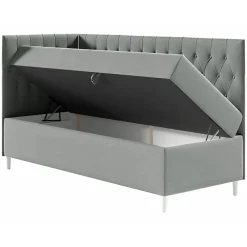 Mobilier1 Lit continental Baltimore 167, Unique, Gris, Faux cuir, Disponible* Ensemble Sommier Et Matelas
