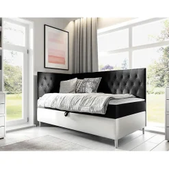 Mobilier1 Lit continental Baltimore 167, Unique, Gris, Faux cuir, Disponible* Ensemble Sommier Et Matelas