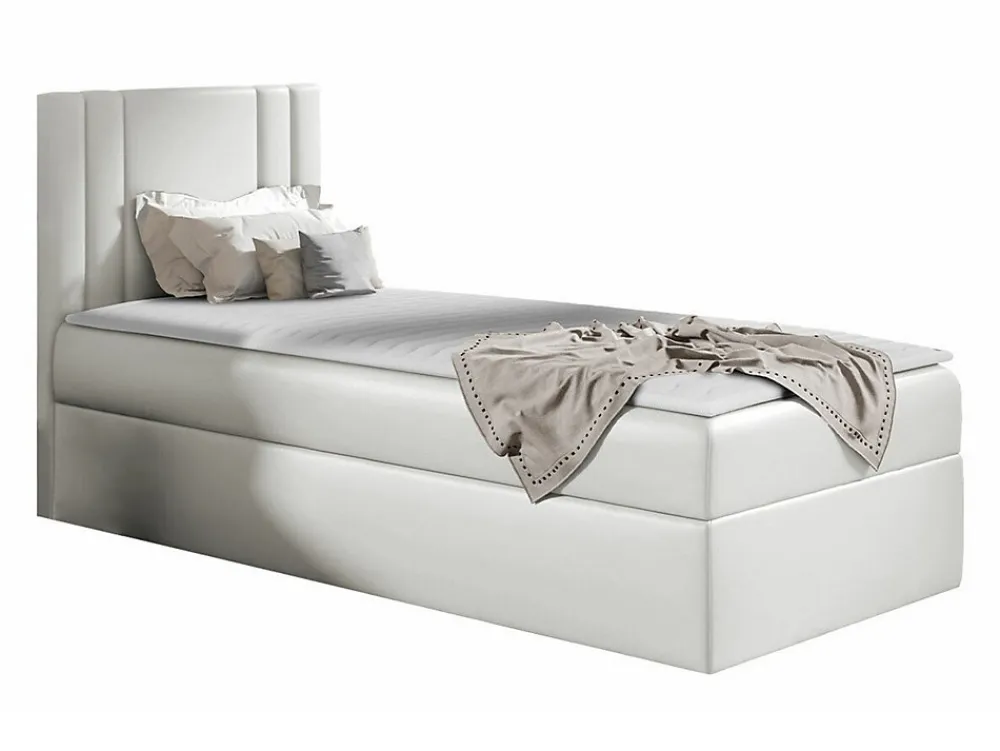 Lit continental Baltimore 179, Unique, Blanc, Faux cuir, Disponible>Mobilier1 Outlet