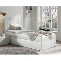 Lit continental Baltimore 179, Unique, Blanc, Faux cuir, Disponible>Mobilier1 Outlet